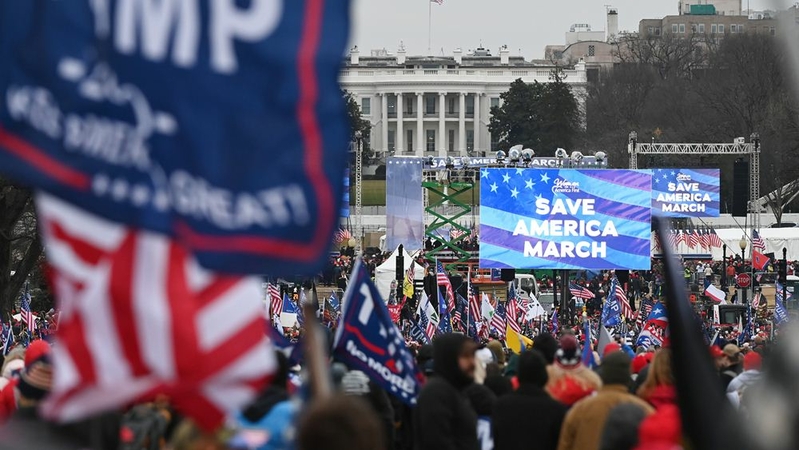 Supporters of President Donald Trump gather Wednesday near the White House with a spillover crowd extending to the Washington Monument. MUST CREDIT: Washington Post photo by Matt McClain