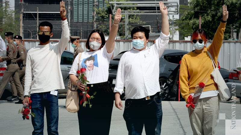 Protest leaders acknowledge lese majeste charges for speeches delivered last month Protest leaders acknowledge lese majeste charges for speeches delivered last month