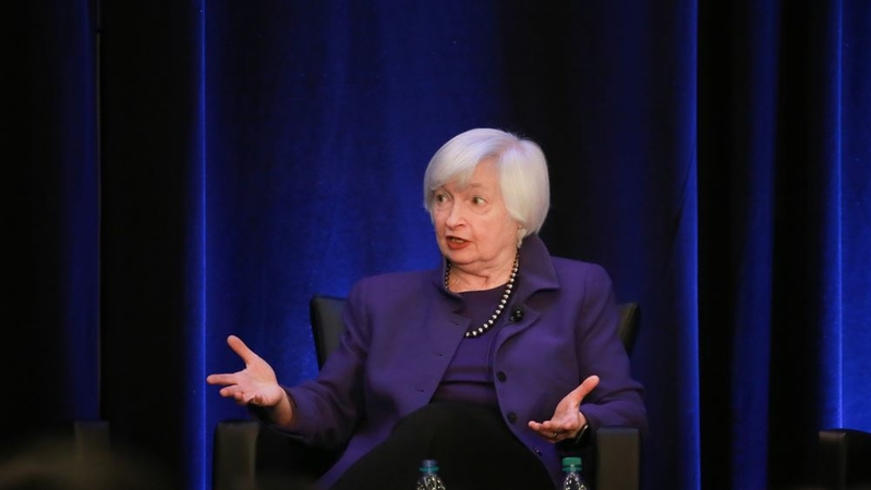 Former Federal Reserve chair Janet Yellen speaks during the American Economic Association and Allied Social Science Association Annual Meeting in Atlanta on Jan. 4, 2019. MUST CREDIT: Bloomberg photo by Elijah Nouvelage