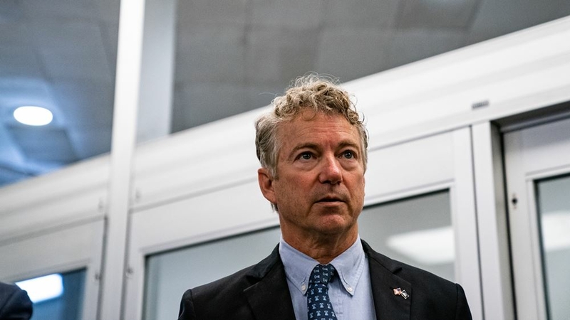 Sen. Rand Paul, R-Ky., speaks to reporters as he makes leaves the Senate on Tuesday, Jan. 26, 2021. MUST CREDIT: Washington Post photo by Salwan Georges
