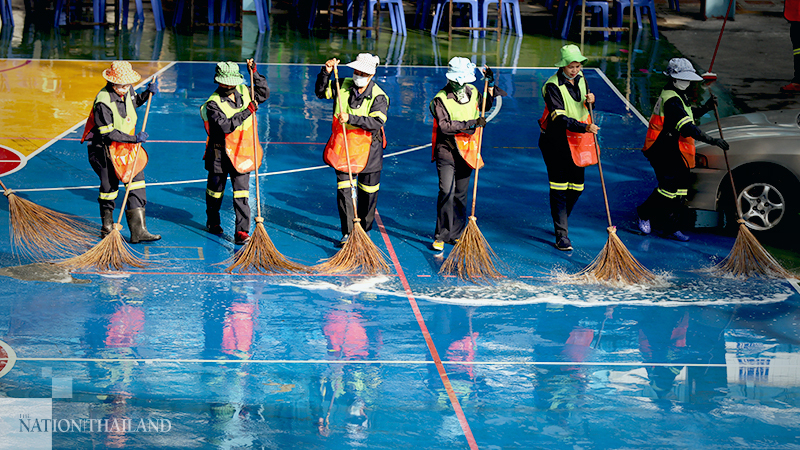 School gets a good wash before reopening on Monday School gets a good wash before reopening on Monday