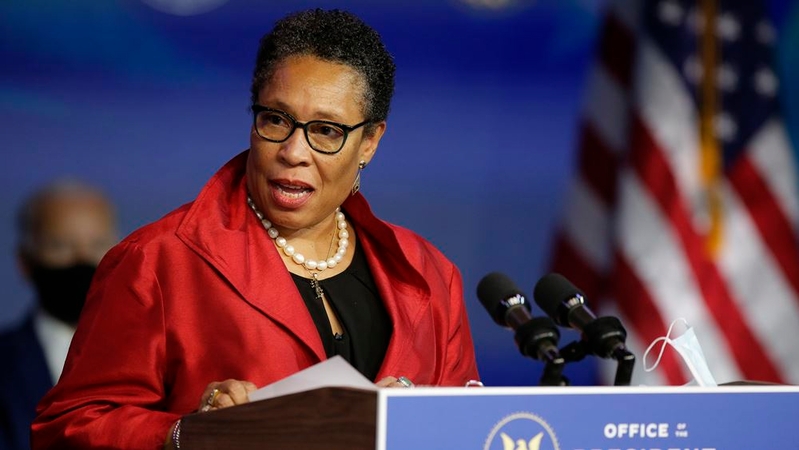 Rep. Marcia Fudge, D-Ohio, speaks in December after being formally nominated by President-elect Joe Biden to lead the Department of Housing and Urban Development. MUST CREDIT: Washington Post photo by Joshua Lott.