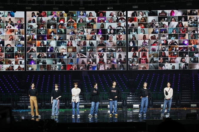 Boy band BTS performs during online concert “BTS MAP OF THE SOUL ON:E” conductd via Weverse on Oct. 10, 2020. (Big Hit Entertainment)