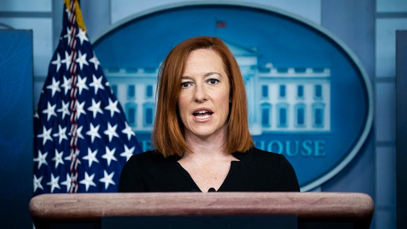 White House press secretary Jen Psaki participates in a briefing at the White House on Feb 1, 2021, in Washington. MUST CREDIT: Washington Post photo by Jabin Botsford.
