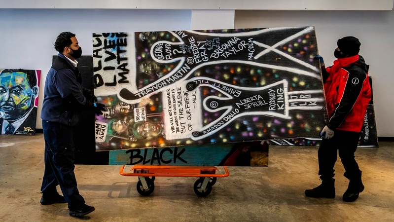 Protest art covered shuttered businesses for months at Washington's Black Lives Matter Plaza. Now it has a new home. Protest art covered shuttered businesses for months at Washington's Black Lives Matter Plaza. Now it has a new home.