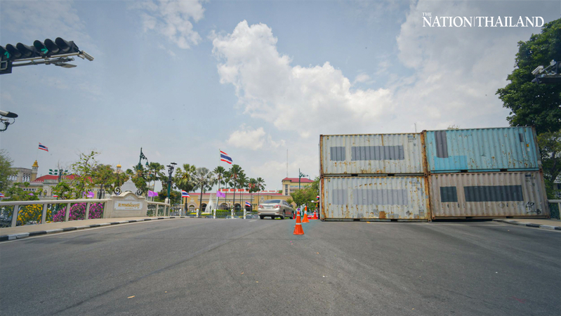 Police anchor container barricade at Govt House for Tuesday’s protest Police anchor container barricade at Govt House for Tuesday’s protest