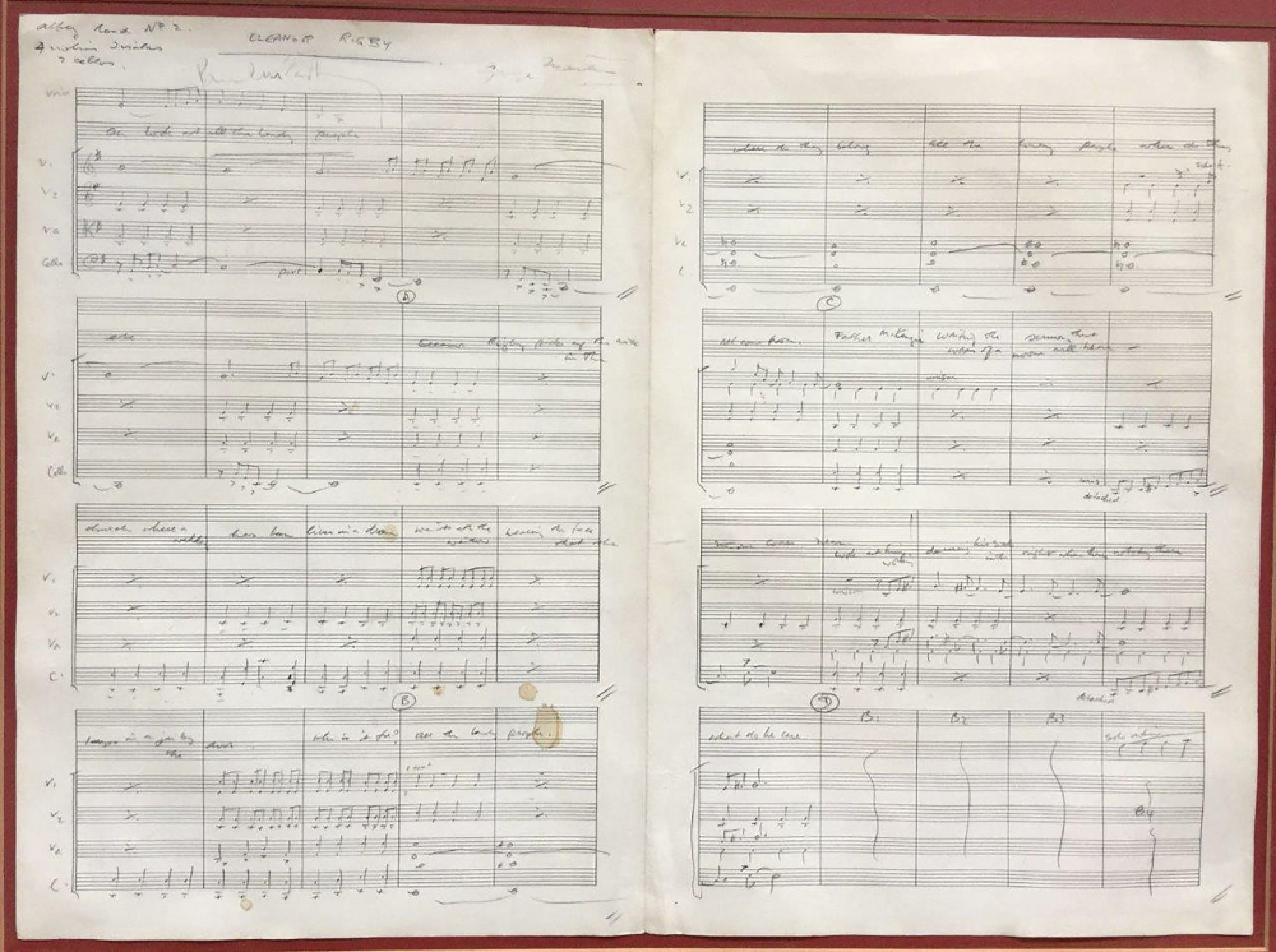 Score for Beatles hit 'Eleanor Rigby' goes for auction