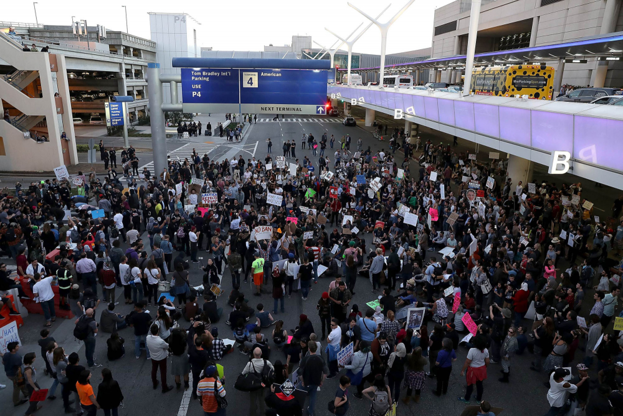 Protesters response to President Donald Trump's travel ban