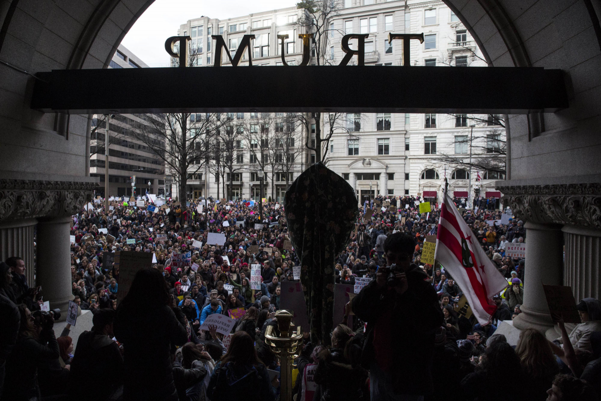 Protesters response to President Donald Trump's travel ban