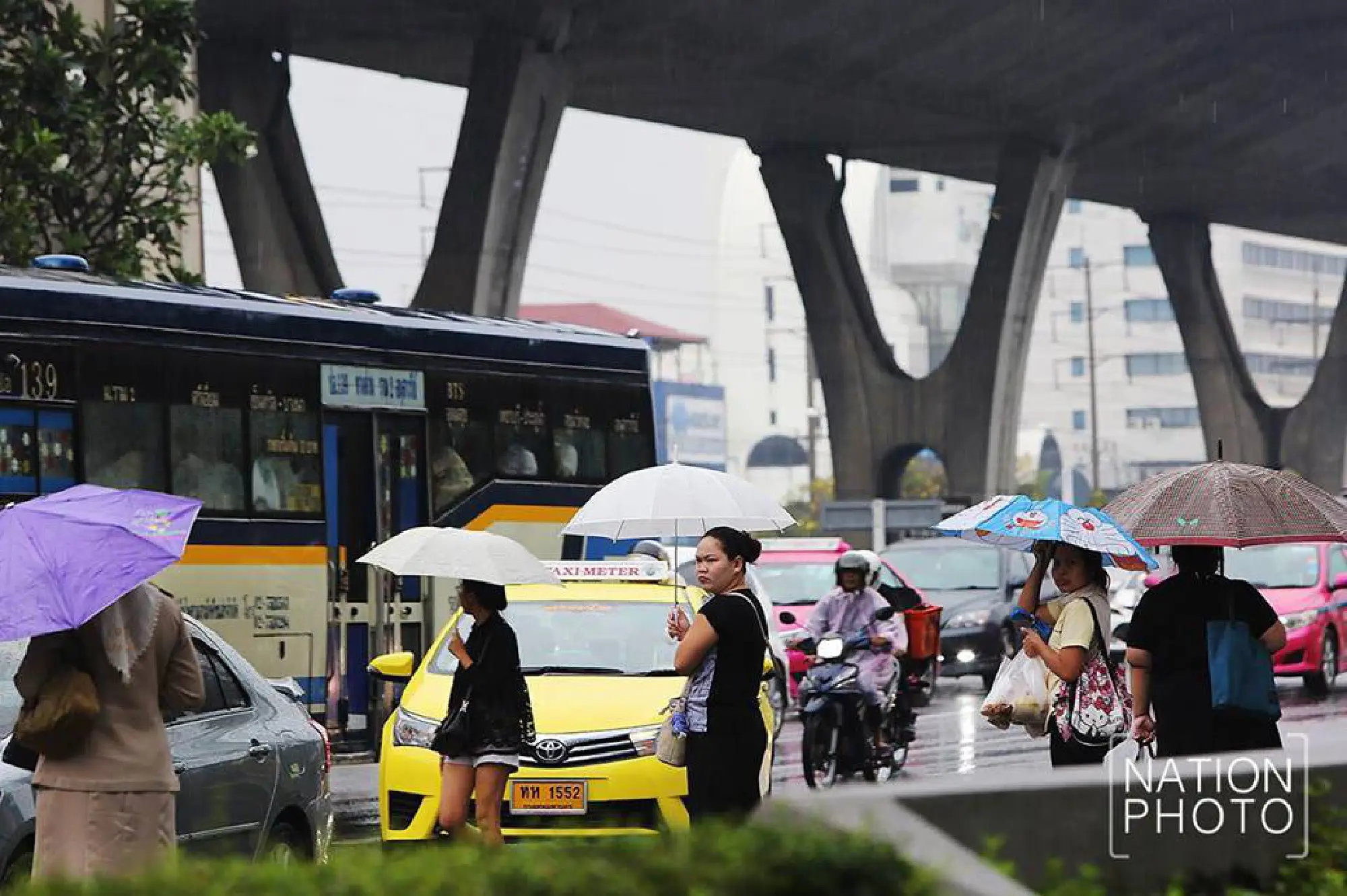 Rain-triggered traffic snarls in Bangkok