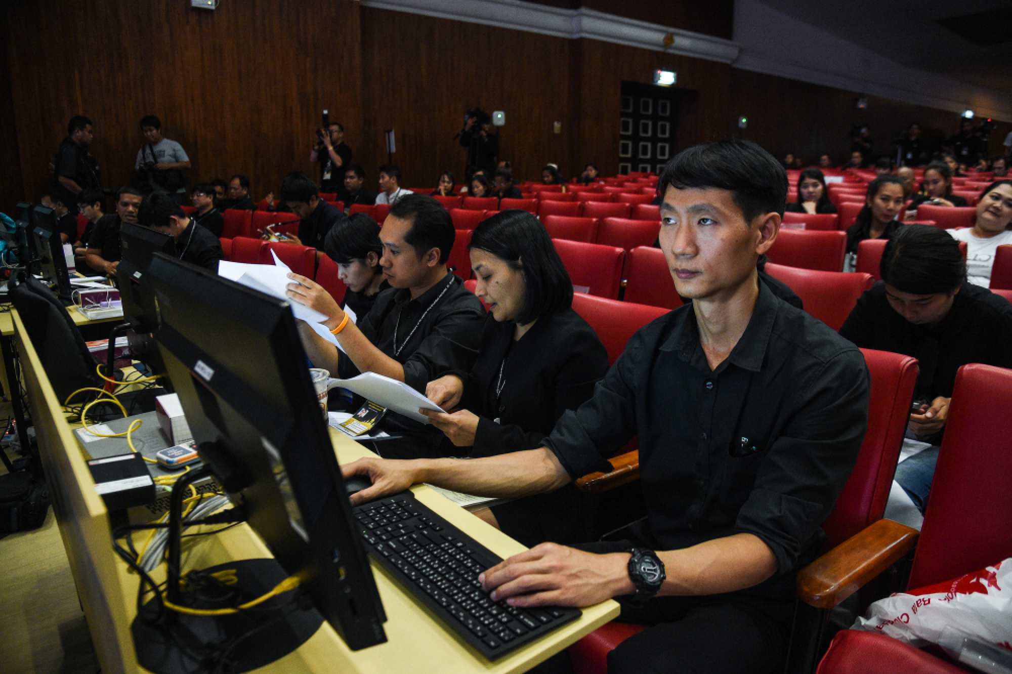 Media centre set up for Royal Cremation