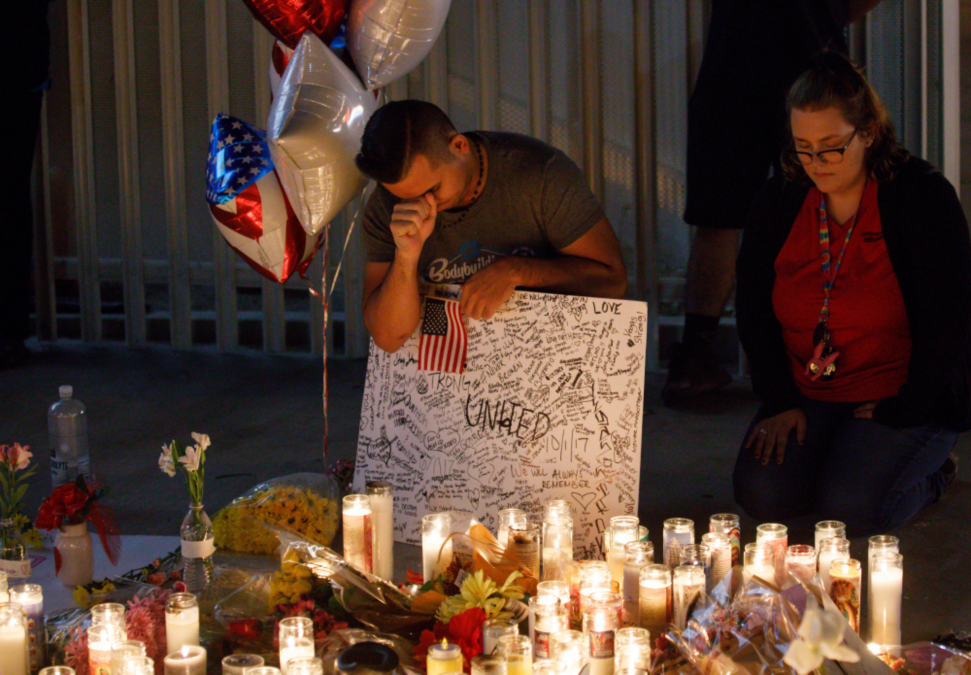 Makeshift memorial for the victims of the Las Vegas Strip mass shooting