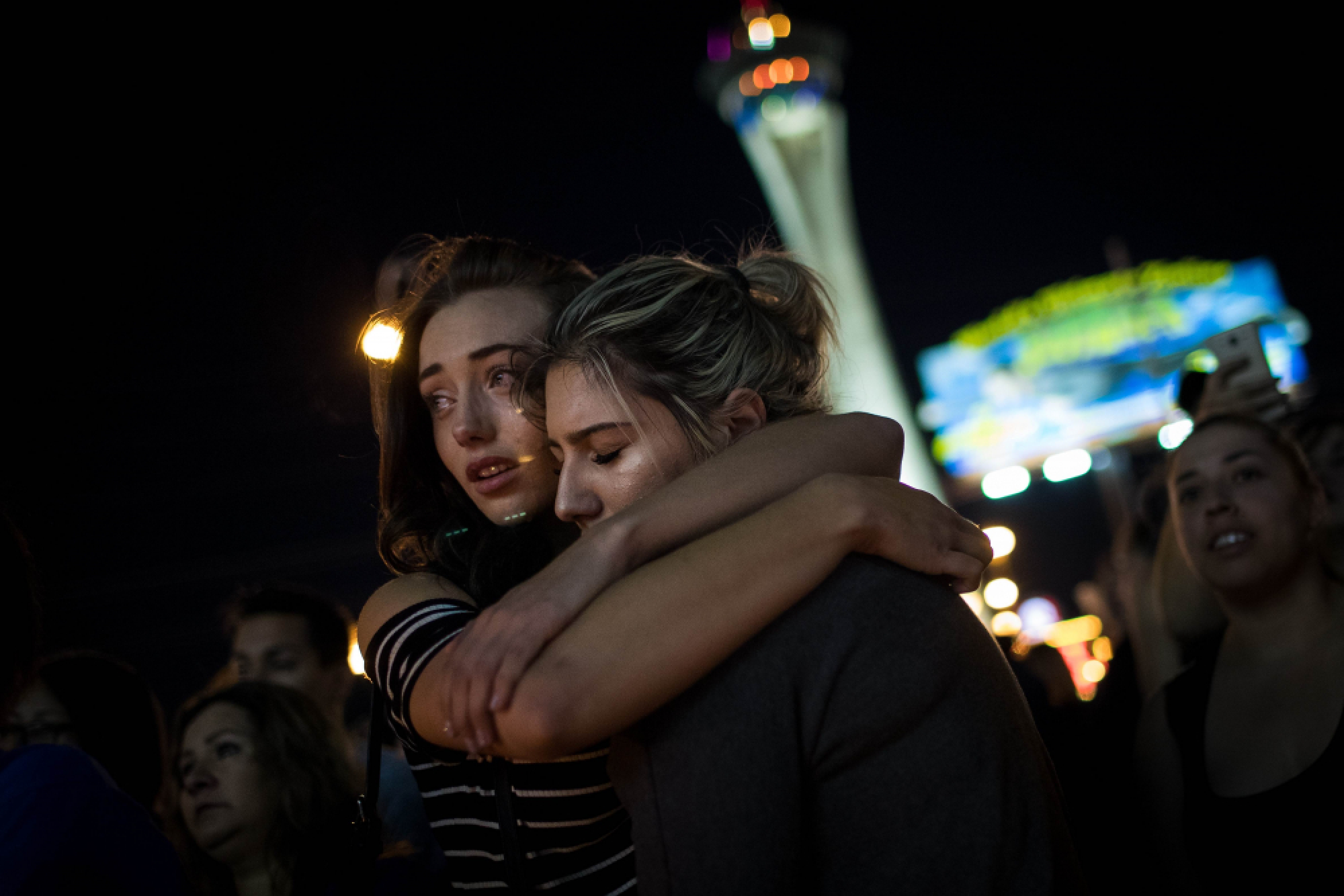 Makeshift memorial for the victims of the Las Vegas Strip mass shooting