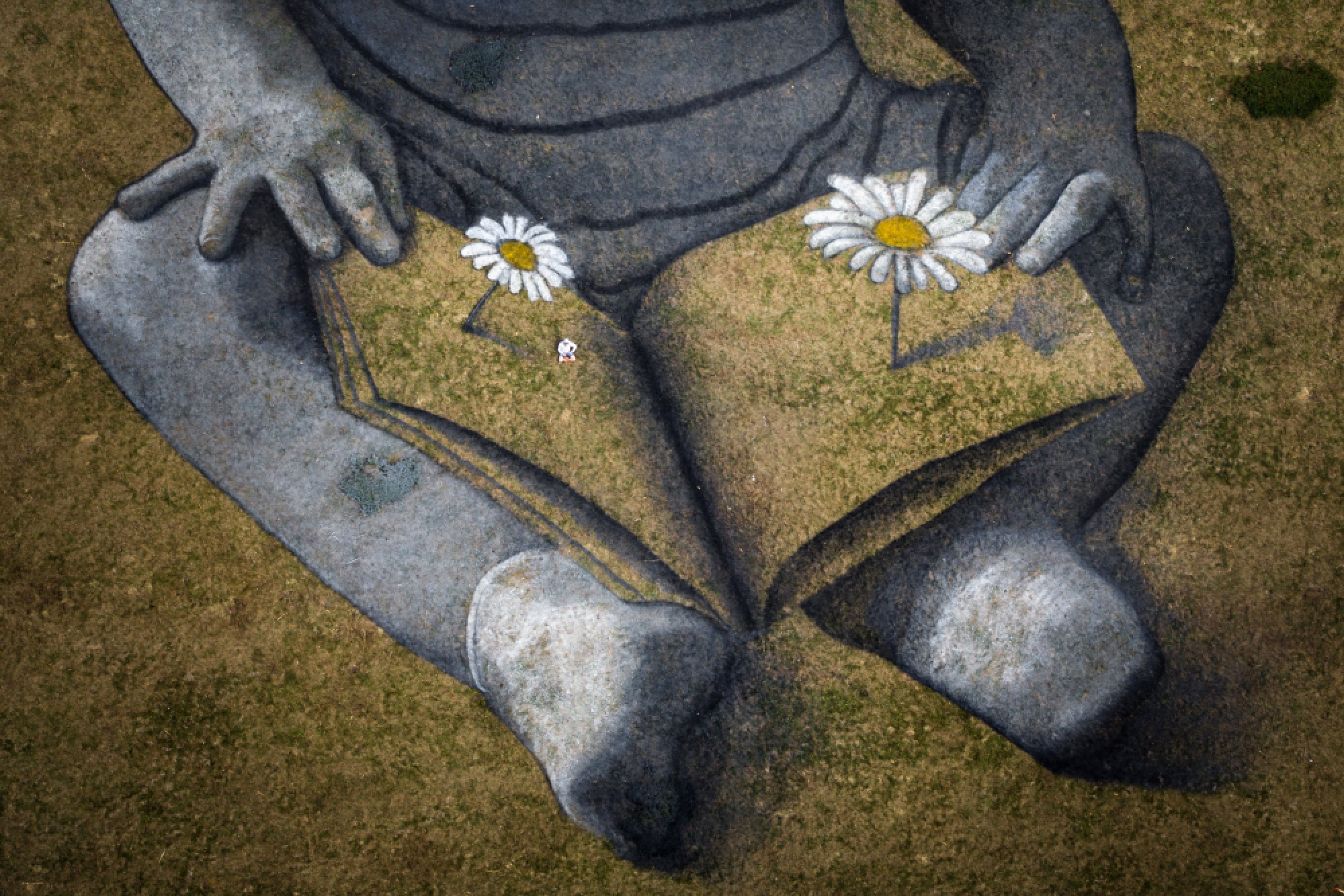 Saype land art painting above Montreux