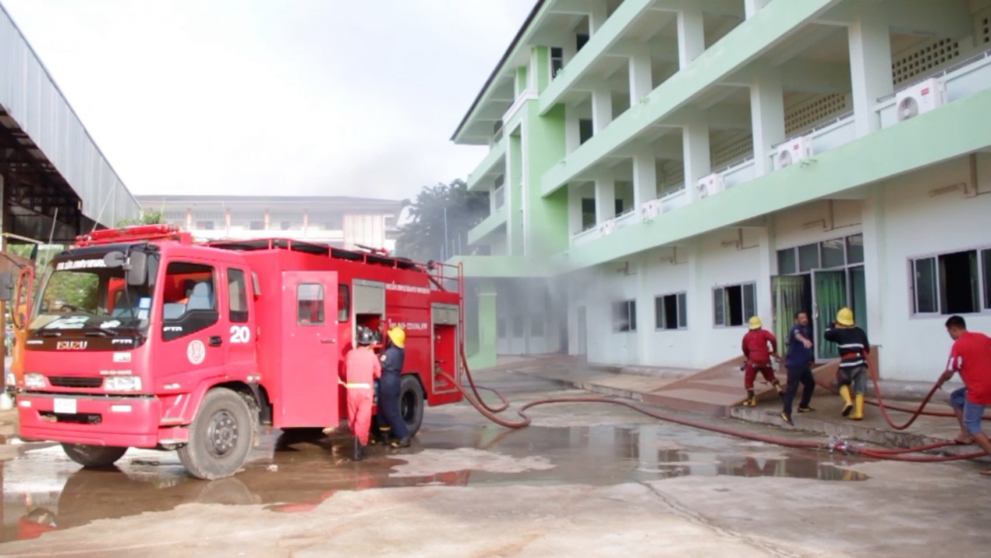 Khon Kaen school hall damaged in fire