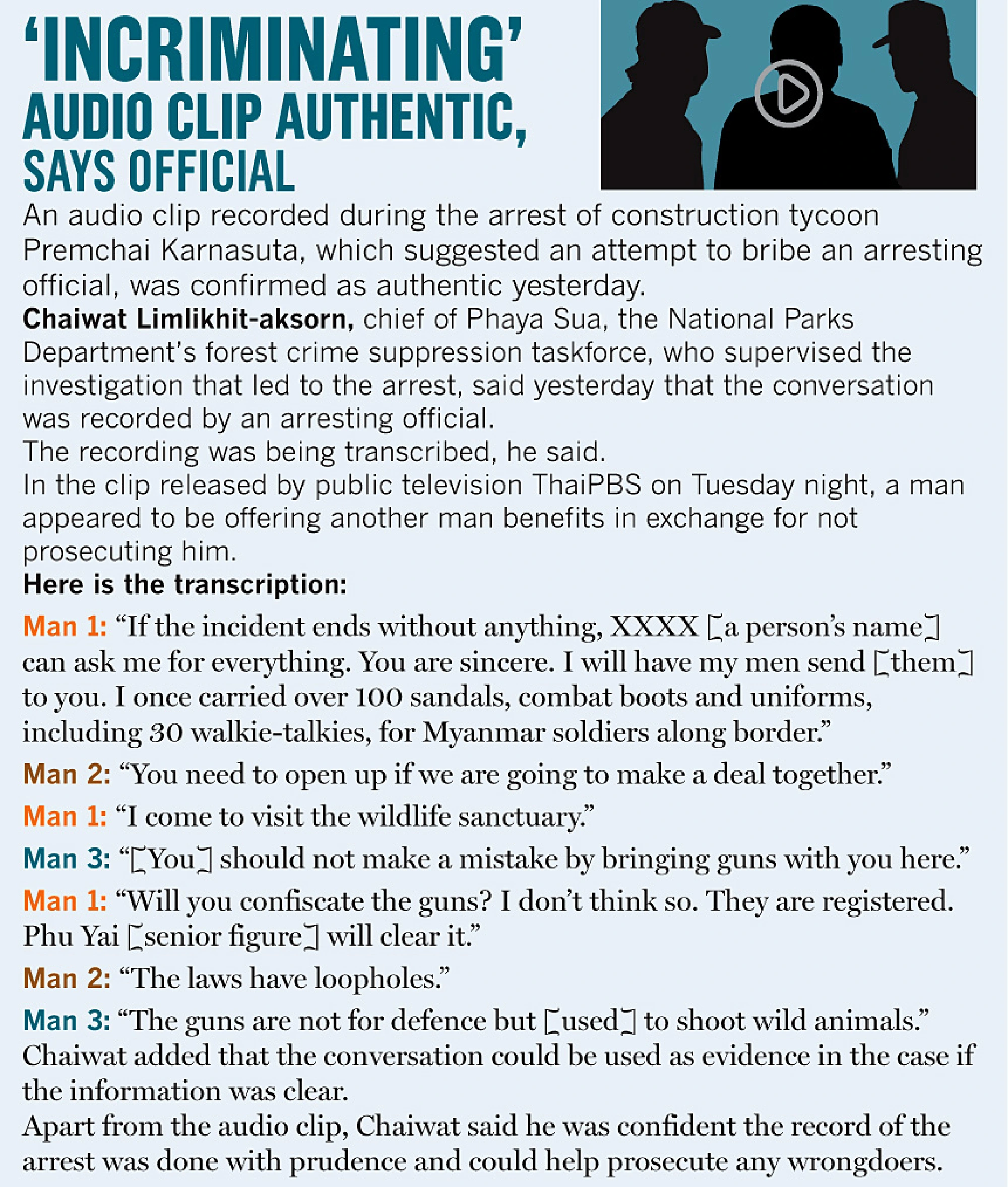 ‘Incriminating’ audio clip authentic, says official