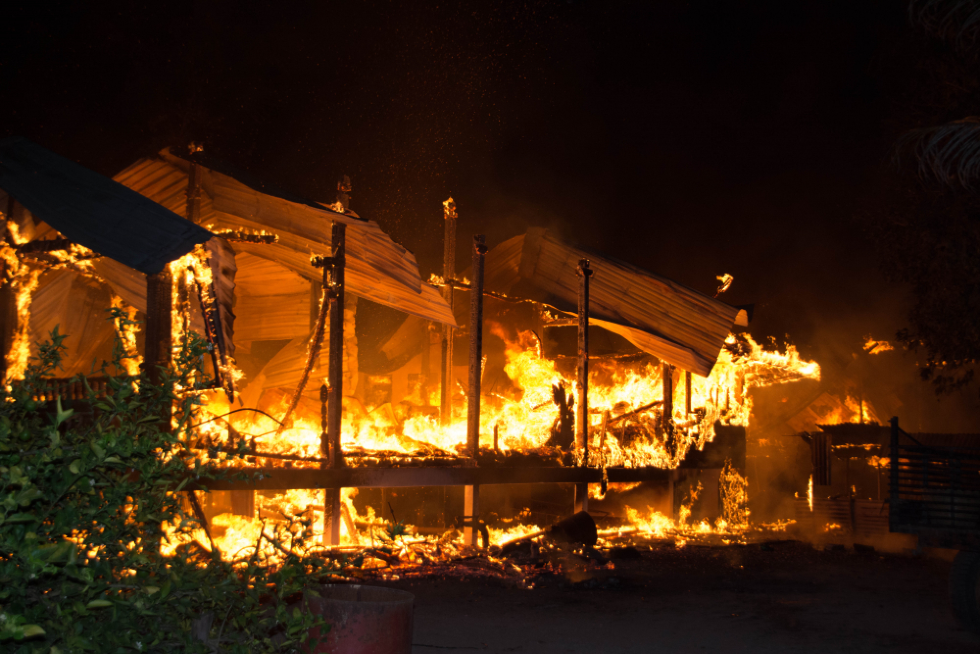 Village headman’s teakwood home destroyed in fast-moving blaze