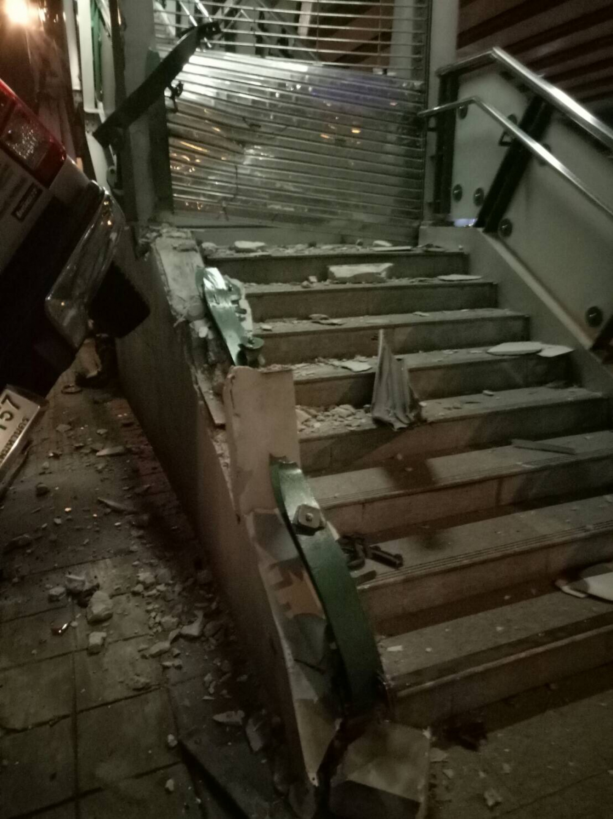 Pickup truck crashes into stairway of BTS station