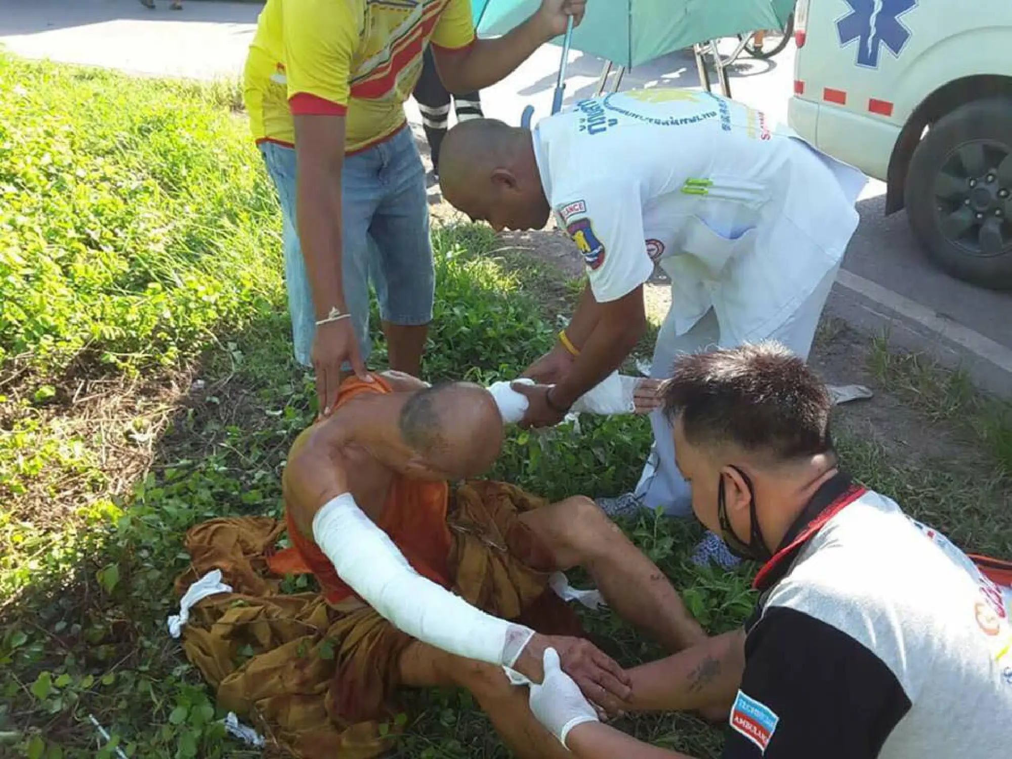 Monk survives pit bull onslaught