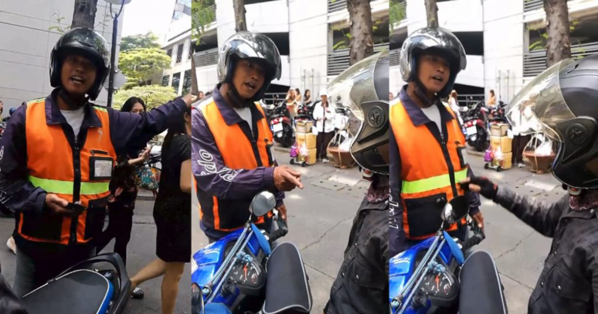 Angry motorcycle taxi drivers in Grab protest
