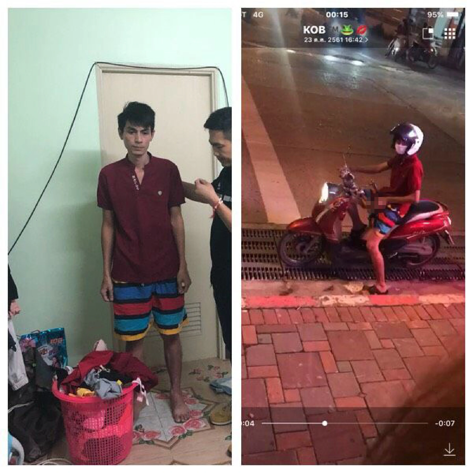 Thai man puts on his own illegal show outside Pattaya bar