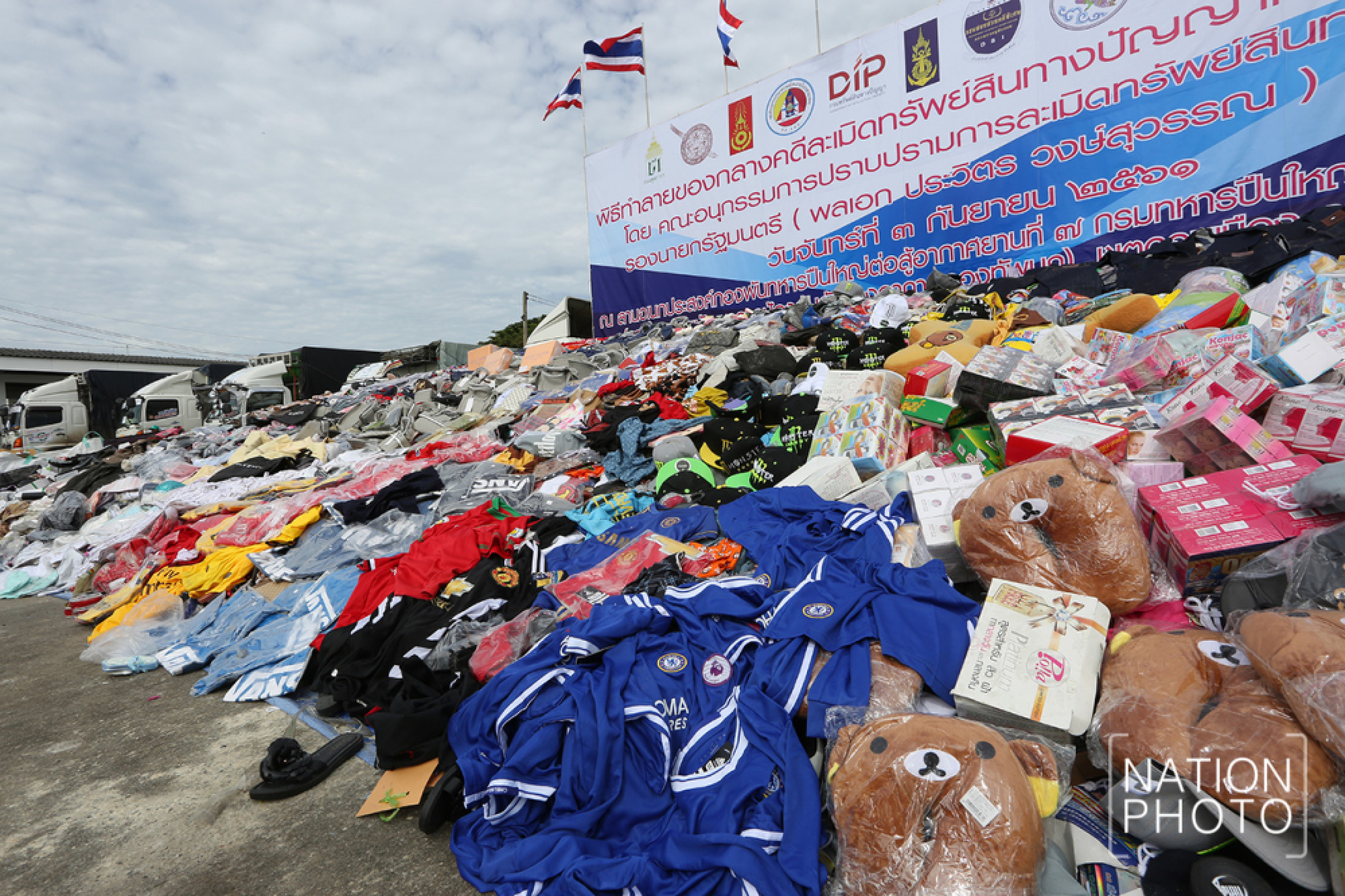 Prawit oversees destruction of Bt1.3bn in counterfeit goods