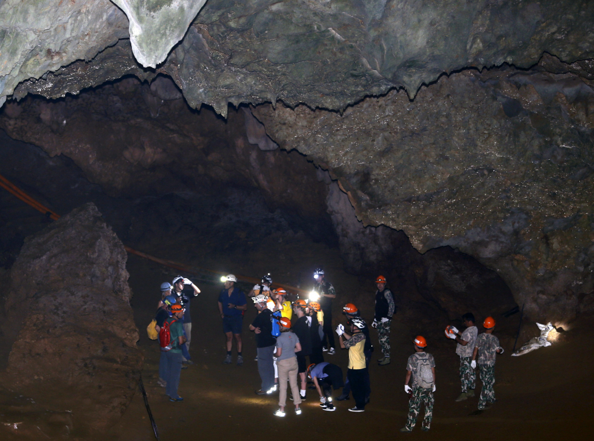 Australian members of the Thai cave rescue team visit Tham Luang cave