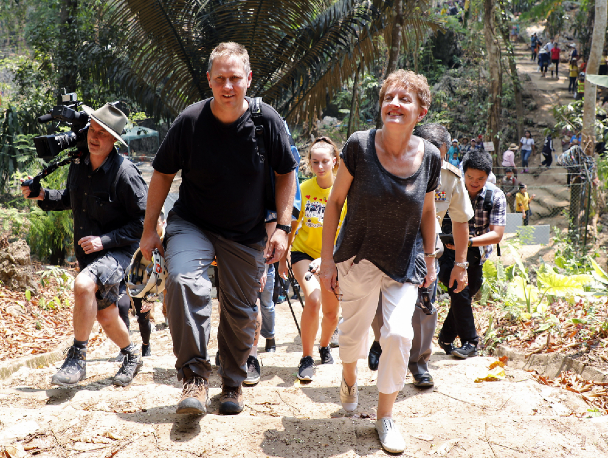 Australian members of the Thai cave rescue team visit Tham Luang cave
