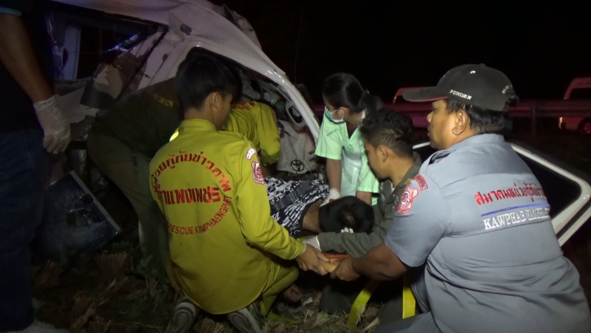 Driver killed, 10 injured, as van crashes into tree