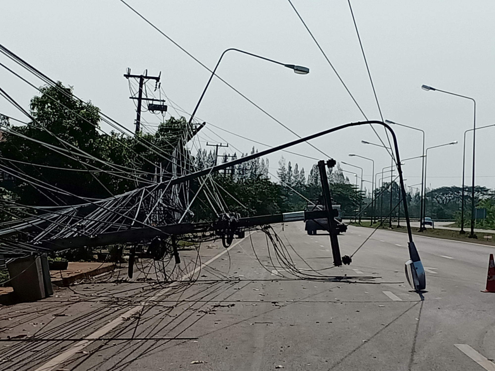 Houses damaged, power poles downed by storm in Sakon Nakhon
