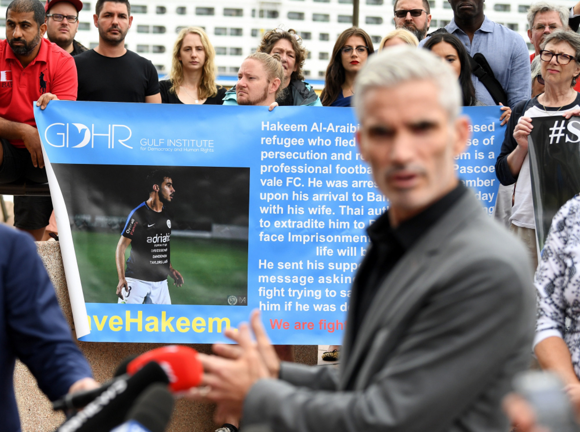 Rally in Sydney to demand freedom for detained Bahraini footballer Hakeem Al-Araibi