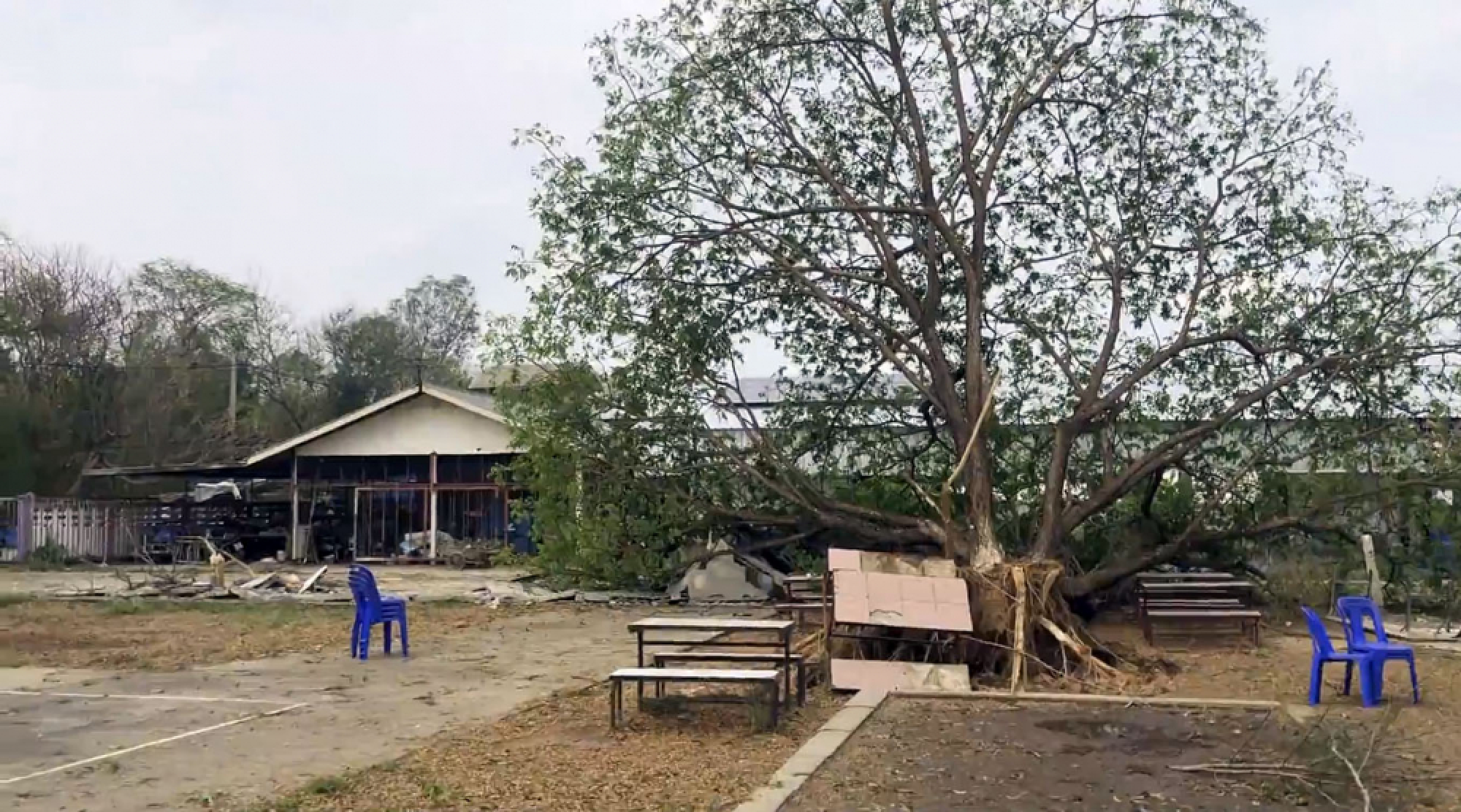 Udon Thani officials inspect storm damage after lemon-sized hailstones hit 700 homes