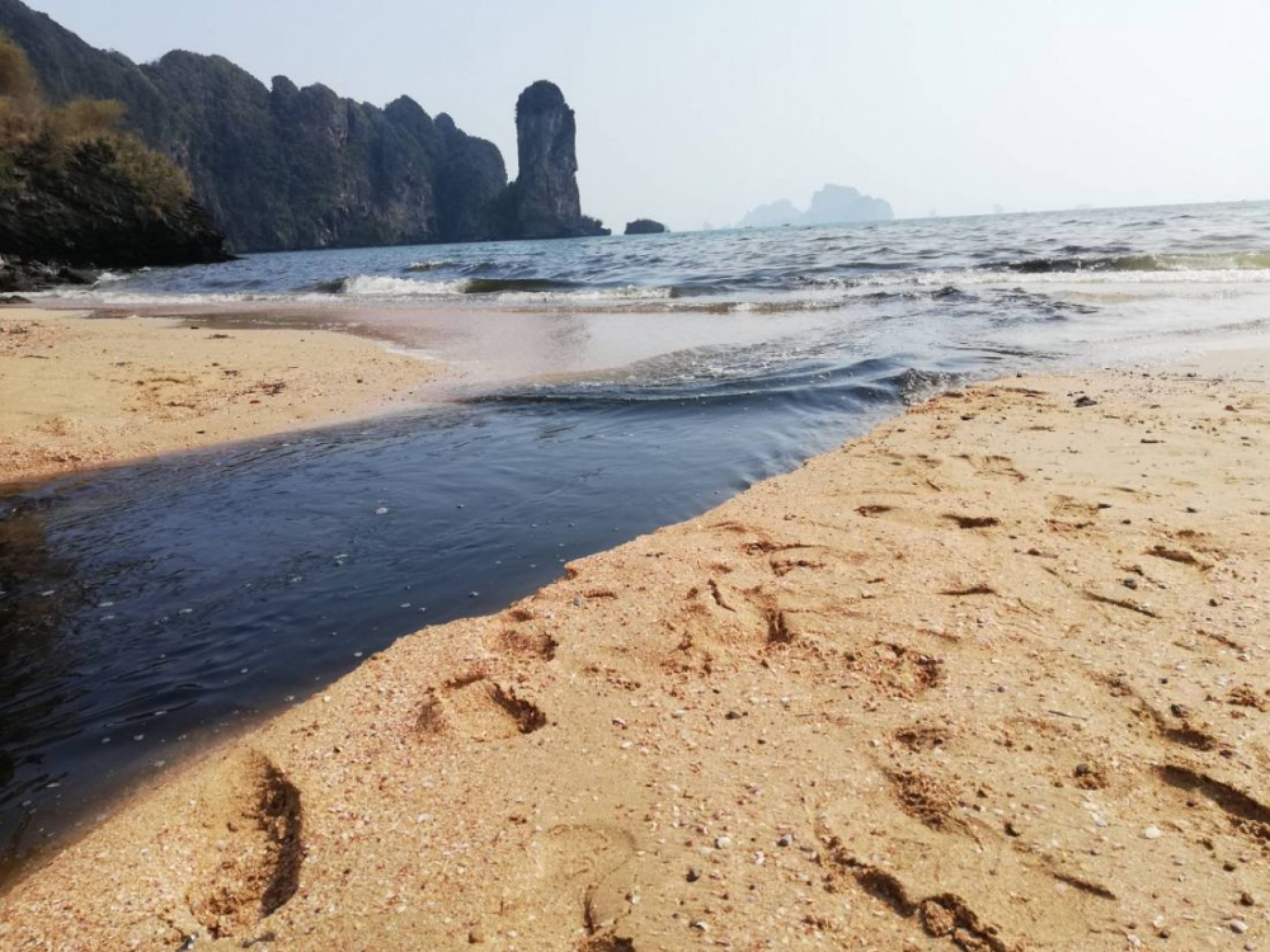 Wastewater runs freely into sea off Krabi’s Ao Nang Beach