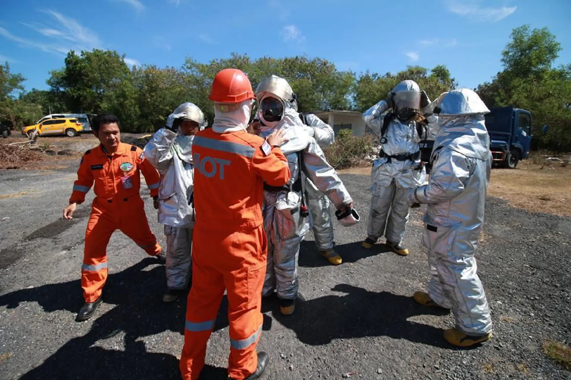 Emergency crews participate in fire drill at Phuket airport