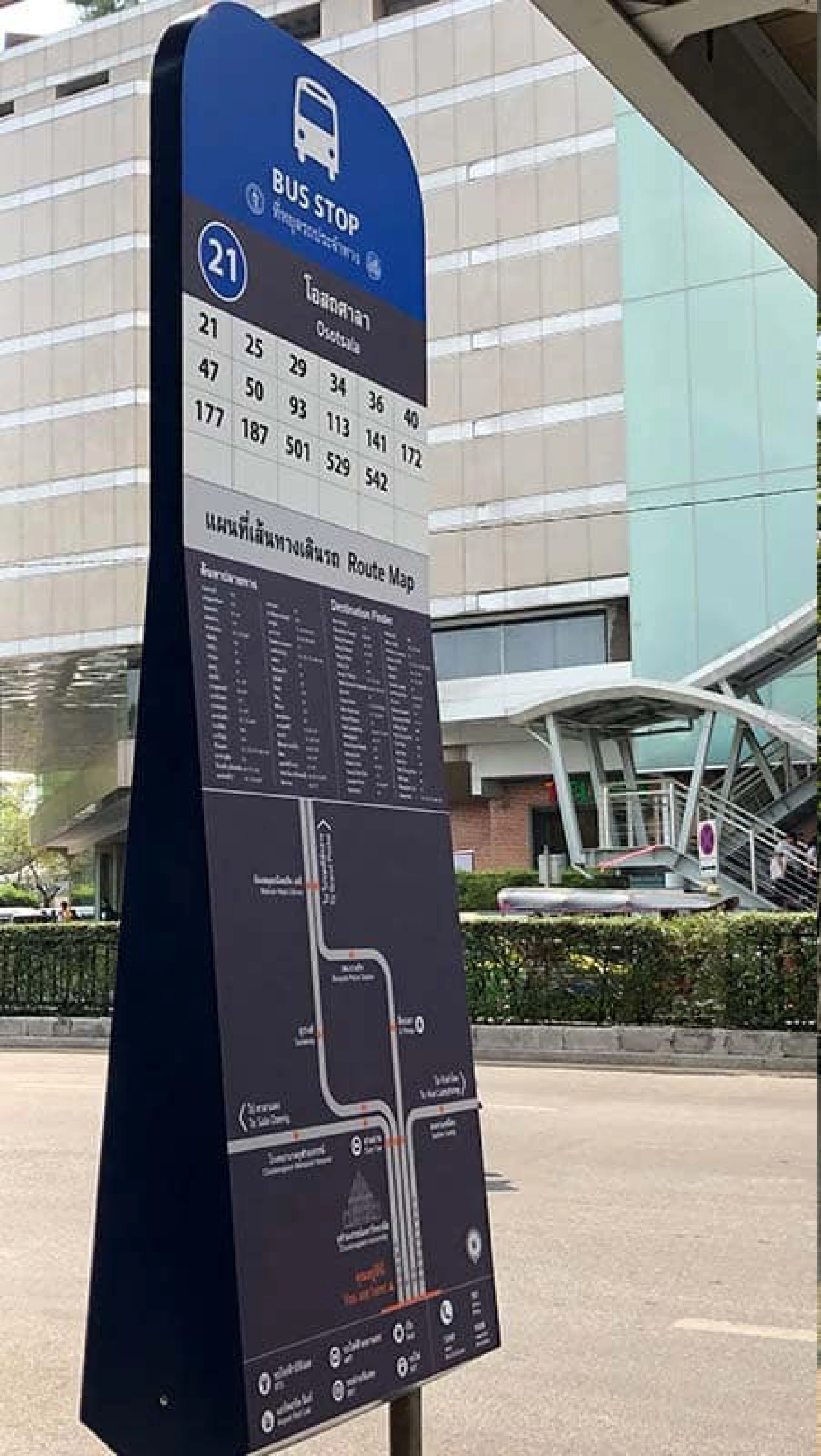 You are here: Bangkok’s new bus stop signs are helpful guides
