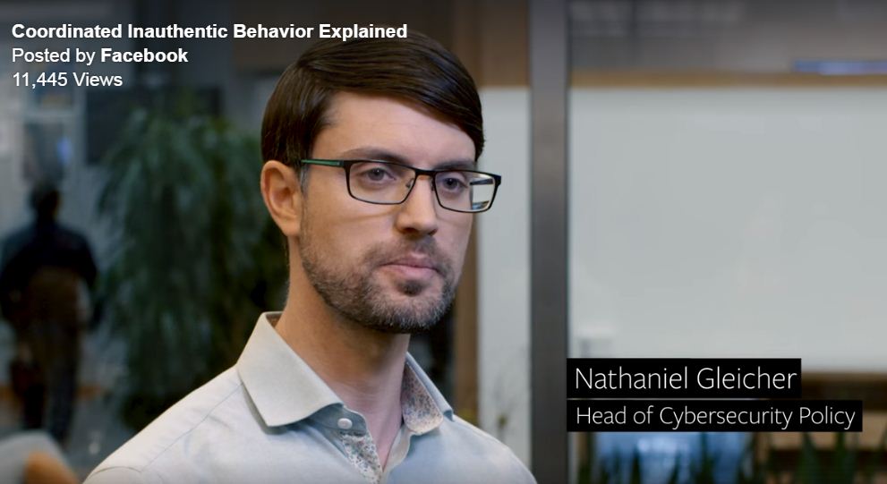 Nathaniel Gleicher, head of Facebook’s cybersecurity policy