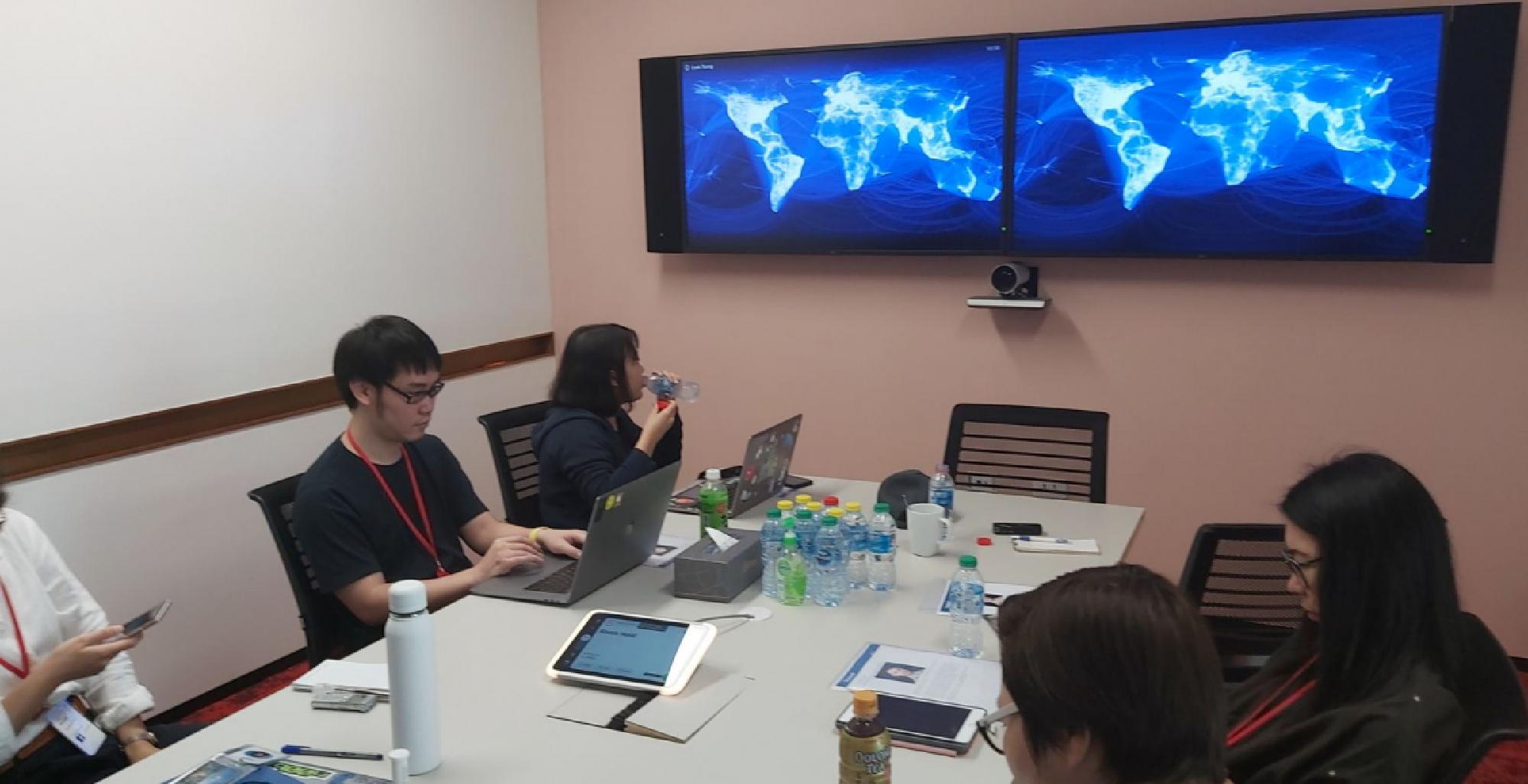 The live video conference room at Facebook's Bangkok headquarters, before the live cast: Photo by Thasong Asvasena