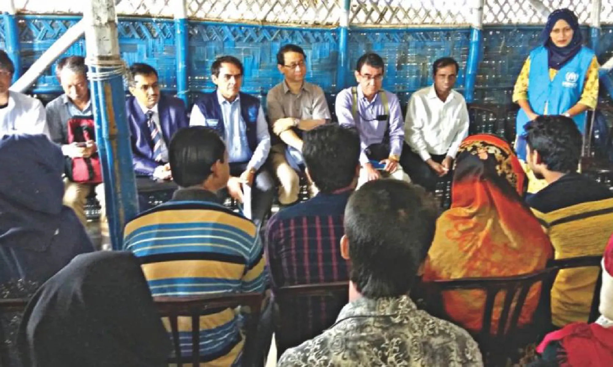  The Japanese minister talking to some refugees there. Photo: Anisur Rahman