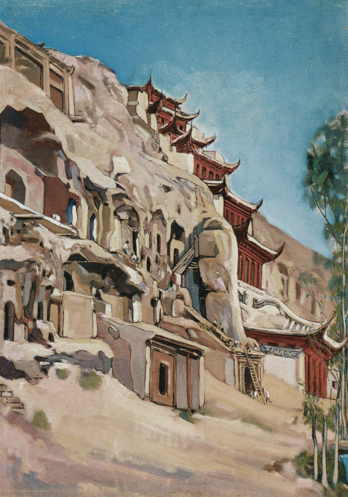 A painting in which Chang Shuhong depicted Jiucenglou, or the Nine-story Building.[Photo provided to China Daily]