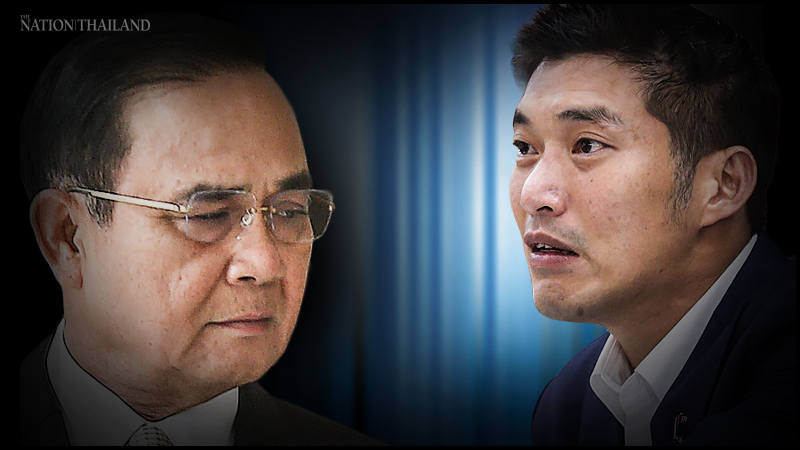 Prayut (left),  Thanathorn (right)