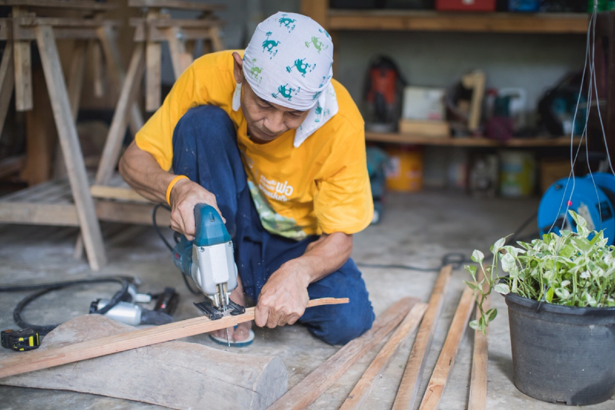 Torvong in his workshop