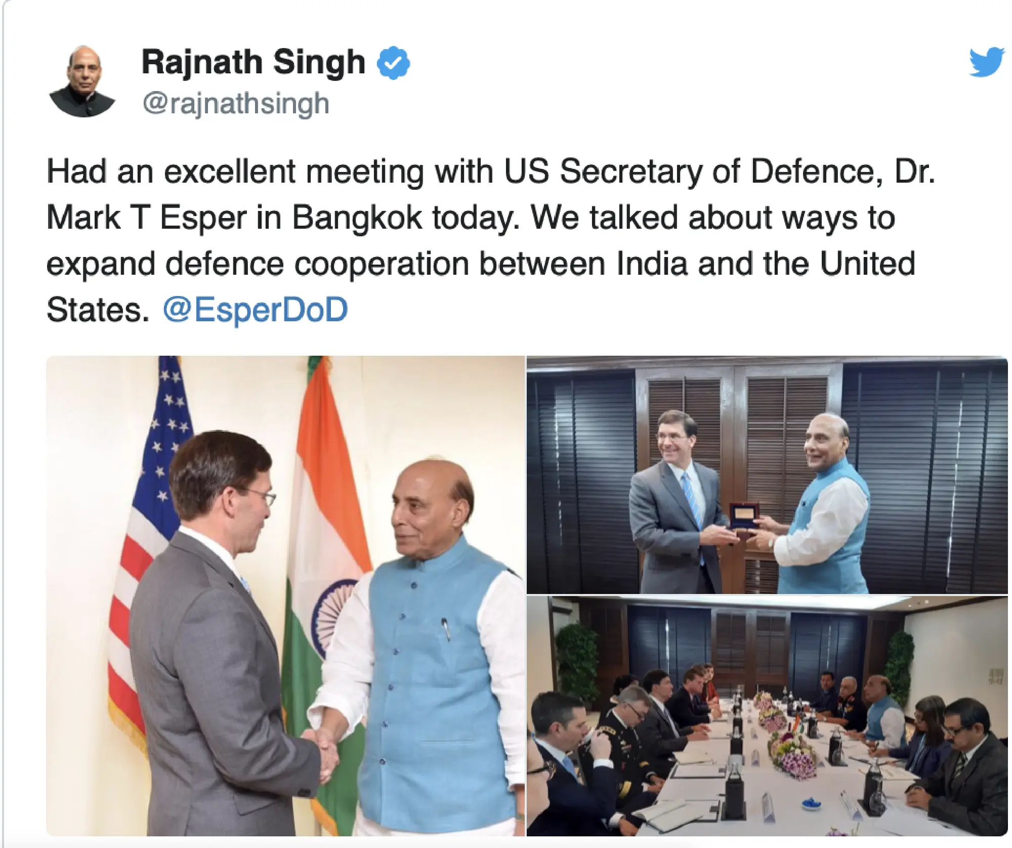 Rajnath Singh holds talk with US Defence Secretary with focus on bilateral security cooperation