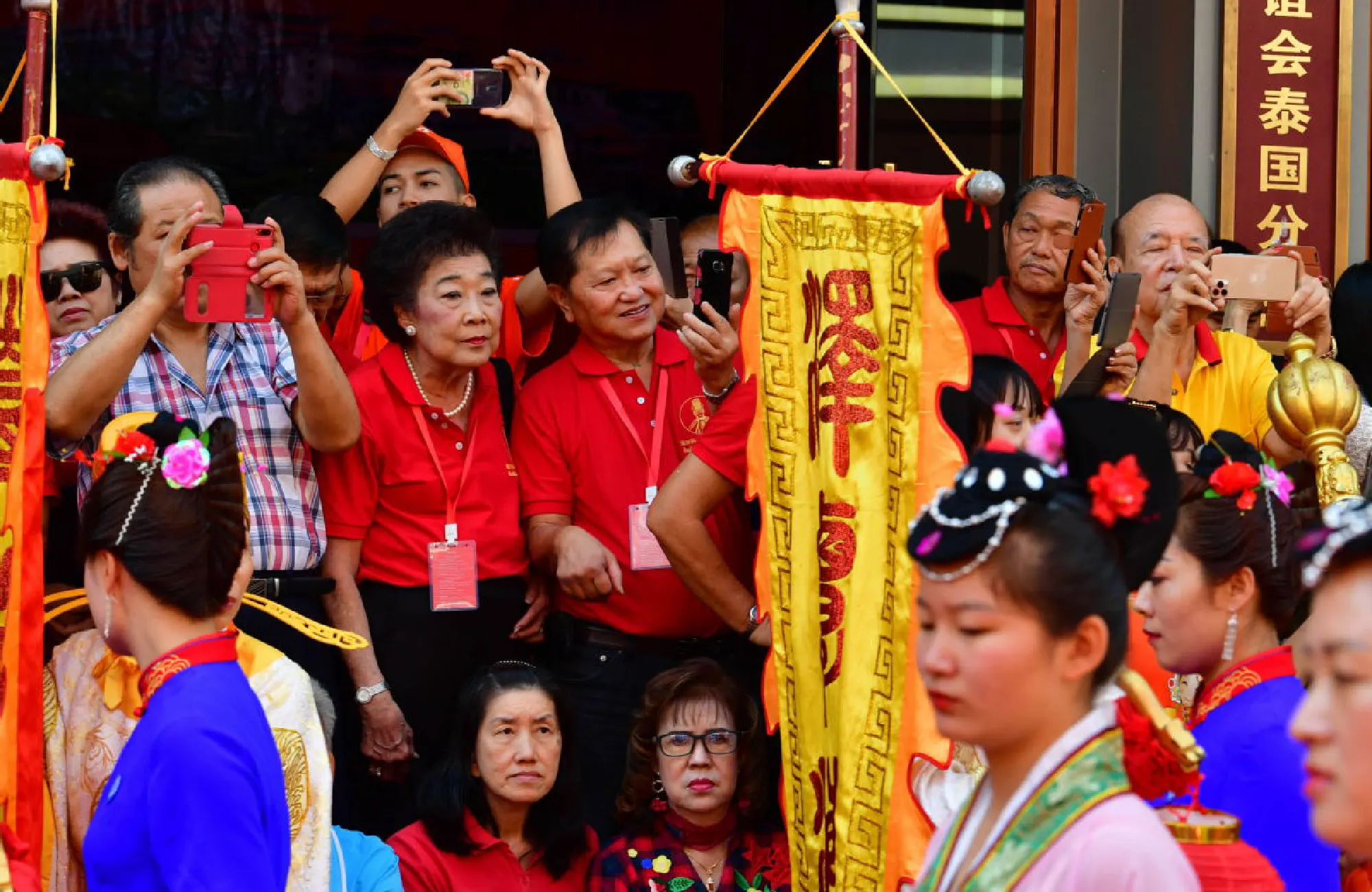 Visitors attend a ceremony held for the statue of Mazu in Bangkok, on Friday.
