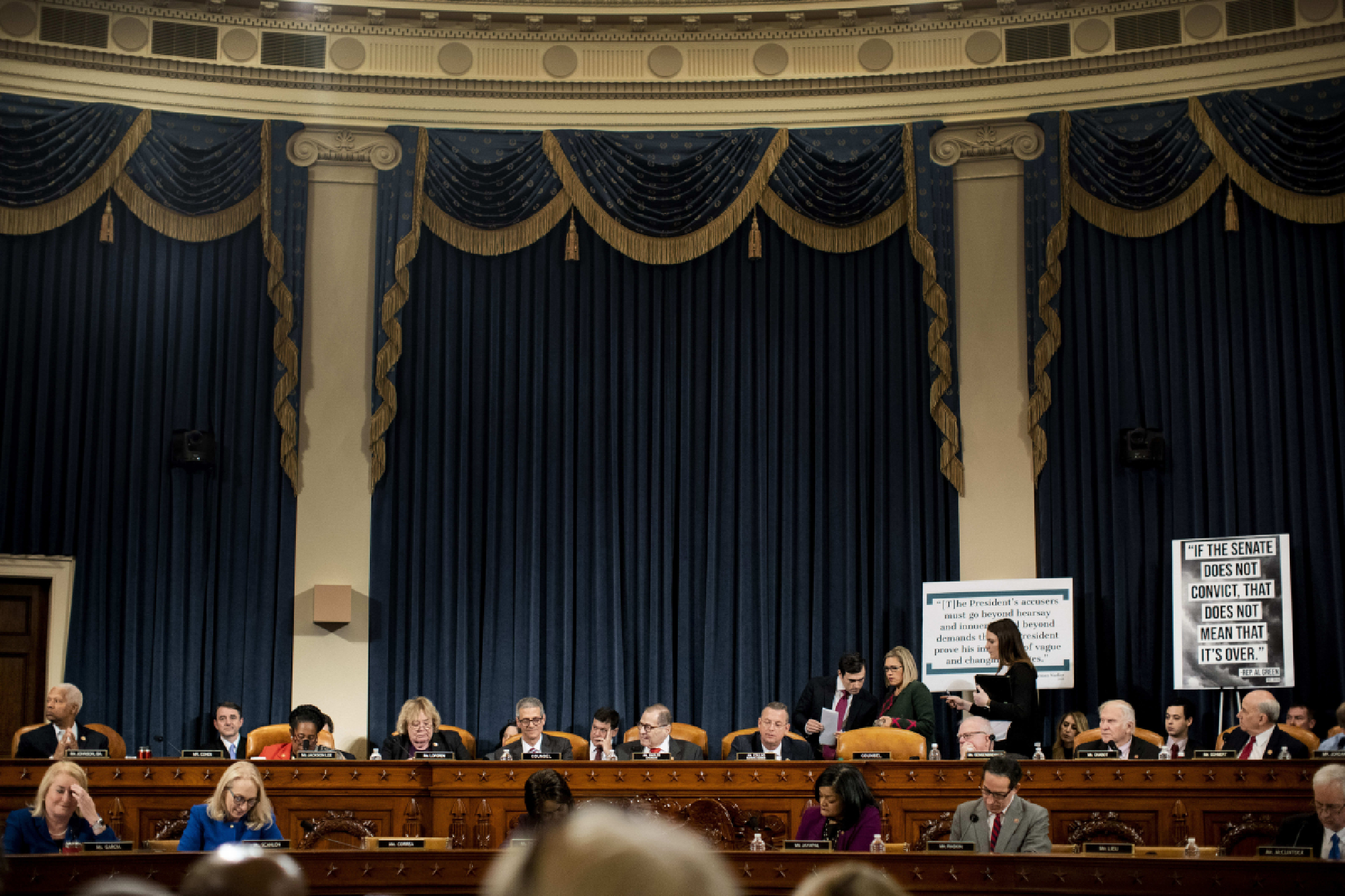 House Judiciary Chairman Jerry Nadler, center, leads hearing on the articles of impeachment on Dec. 12, 2019. PHOTO CREDIT: Washington Post photo by Melina Mara