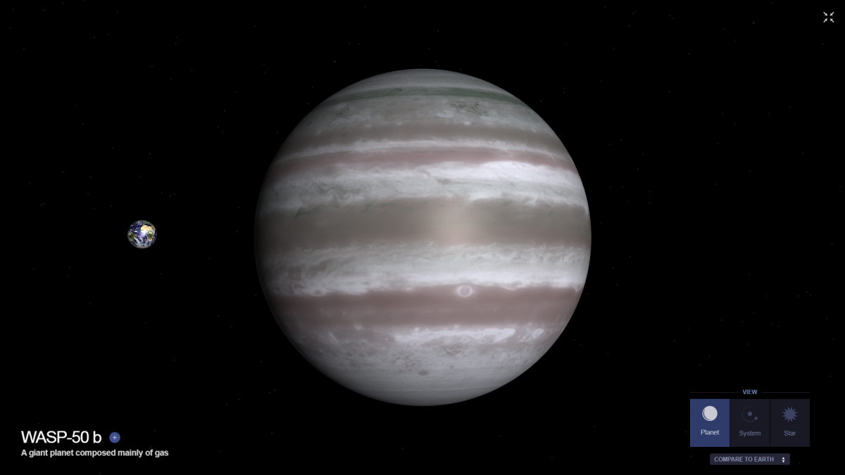WASP-50 b comparing to Earth
