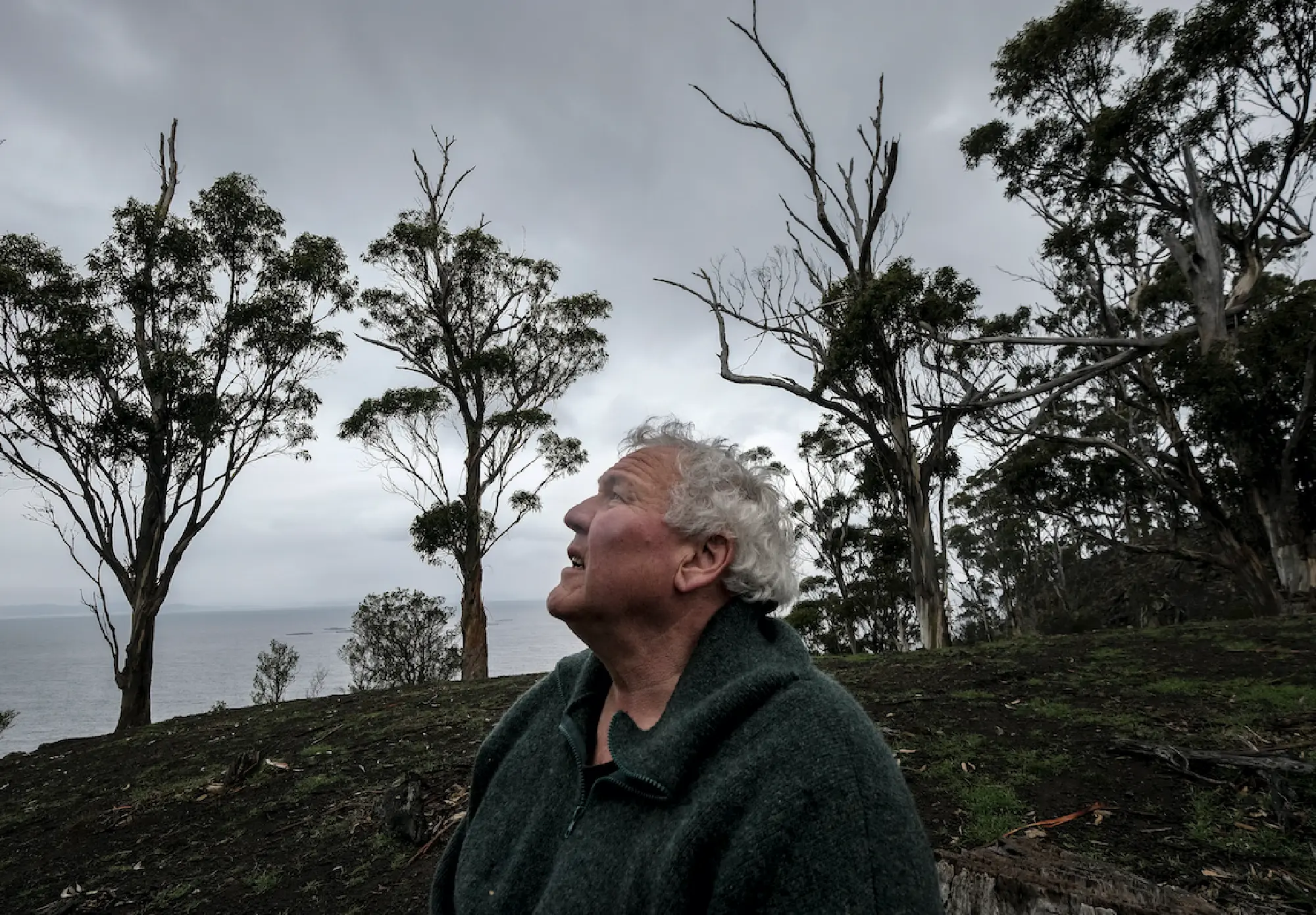Rodney Dillon, 63, on indigenous land in Bruny Island, Tasmania. Dillon, who hunts for abalone nearby, said the area used to be filled with giant kelp. MUST CREDIT: Washington Post photo by Bonnie Jo Mount