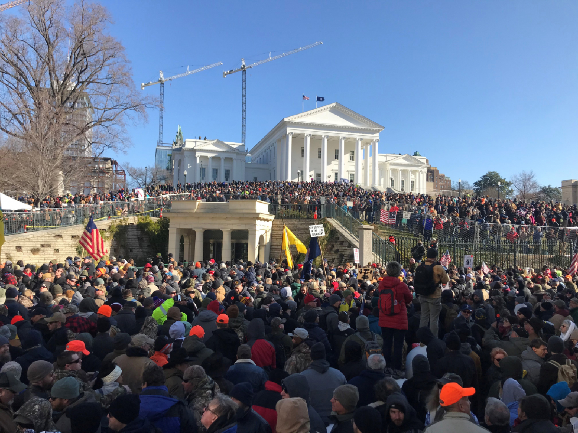 The crowd at the gun rights rally in Richmond, Virginia, on Jan. 20, 2020. MUST CREDIT: Photo for The Washington Post by Julia Rendleman