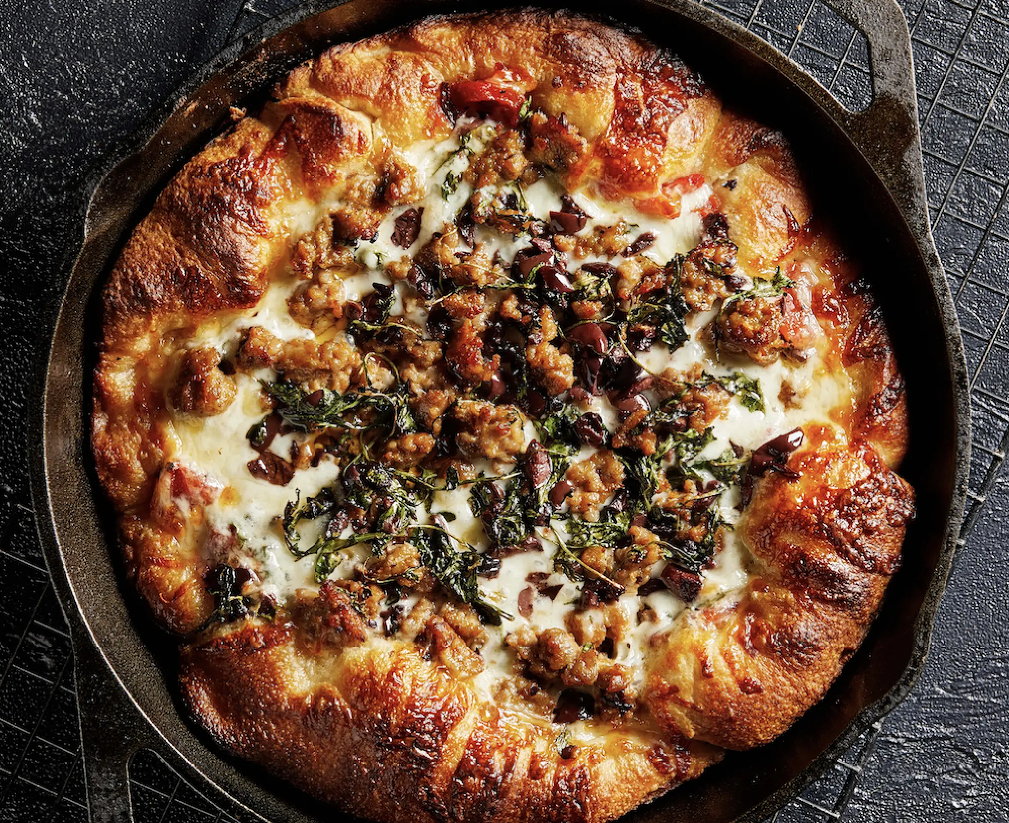 Cast-iron skillet pizza delivers the crunchy crust we crave