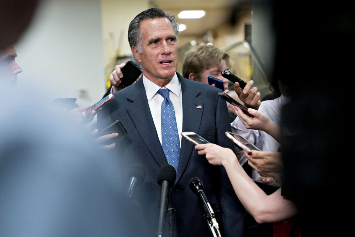 Sen. Mitt Romney, R-Utah, was the only Republican to vote for President Donald Trump's impeachment on an abuse-of-power charge. Romney voted against the obstruction-of-Congress charge. MUST CREDIT: Bloomberg photo by Andrew Harrer