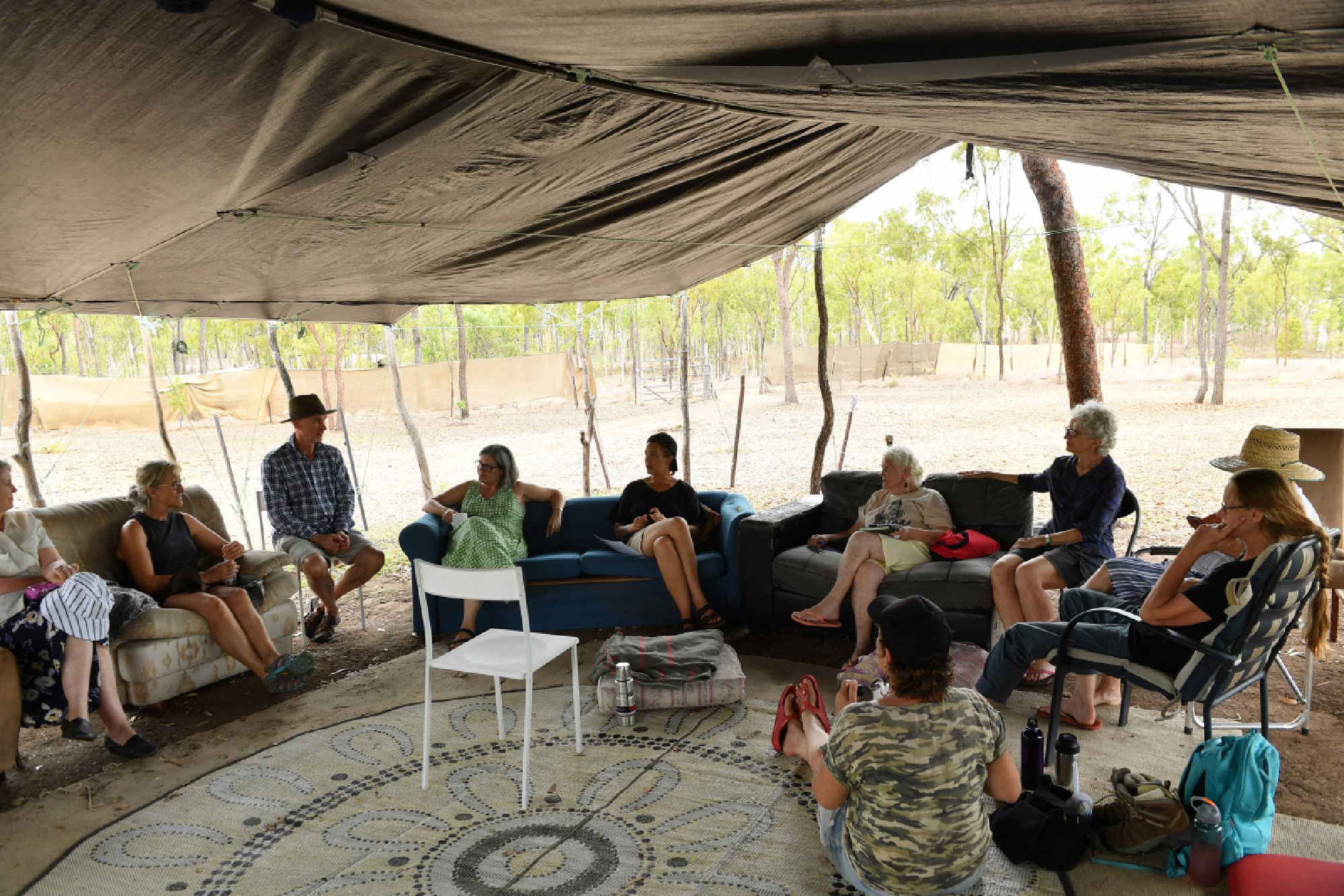 Climate activists hold an action meeting at Camp Binbee in Bogie, Queensland. MUST CREDIT: Washington Post photo by Ricky Carioti.